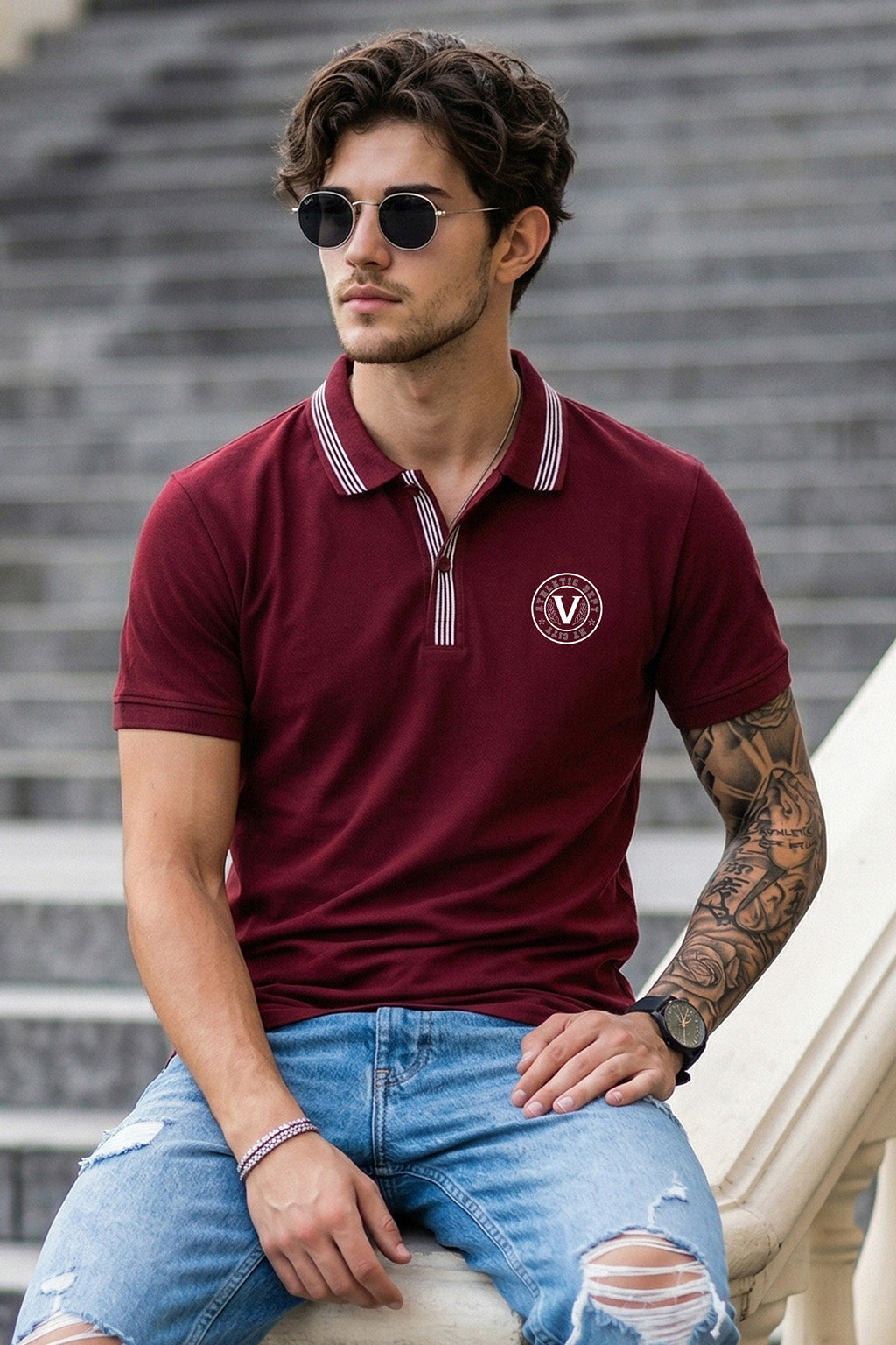Veirdo City Maroon Regular Fit Pique Lycra Exclusive Polo T-Shirt