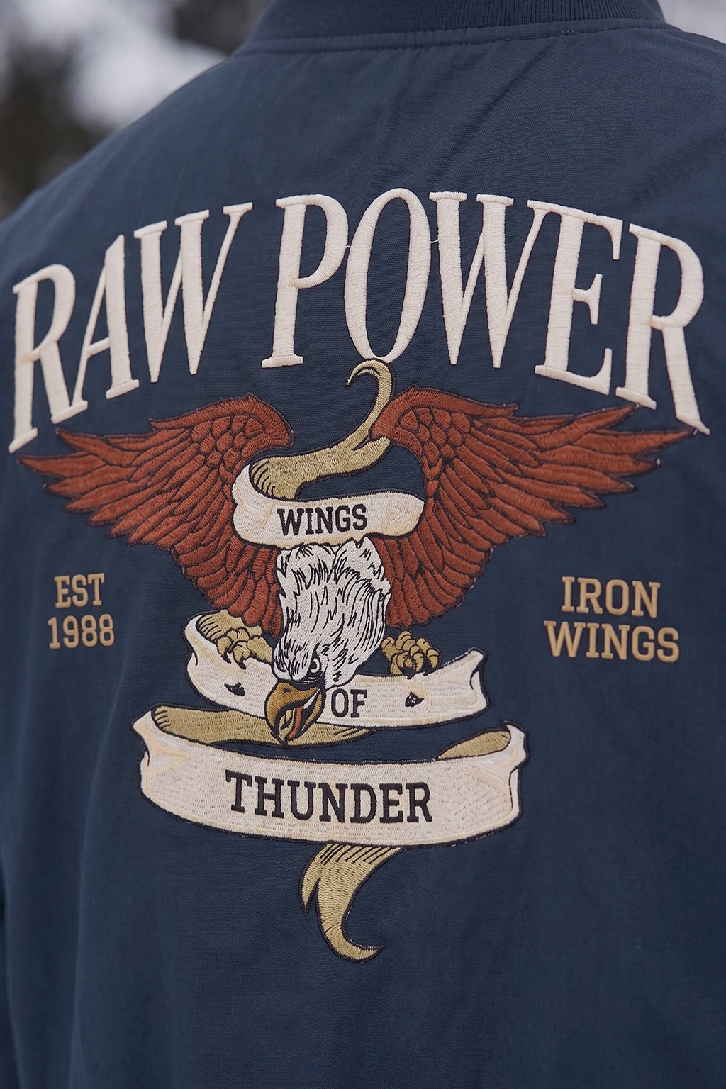 Raw Power Denim Blue Regular Fit Exclusive Pilot Bomber Jacket