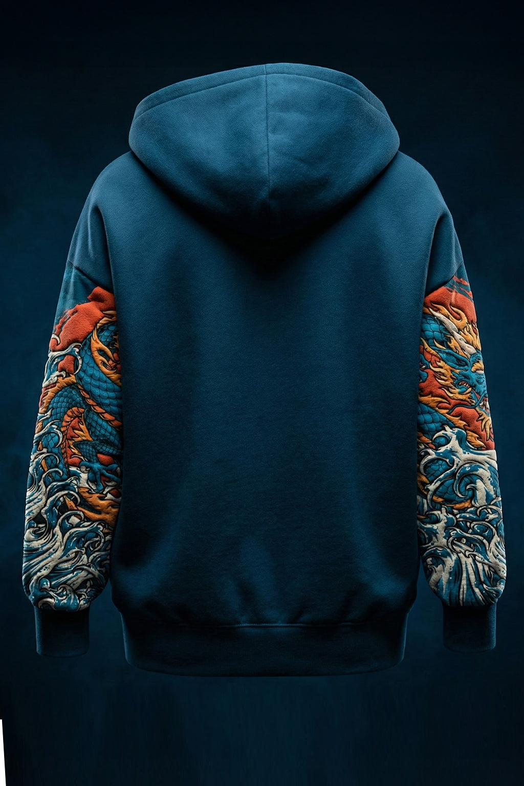 Dragon Blue Oversized Puff Printed Exclusive Hoodie