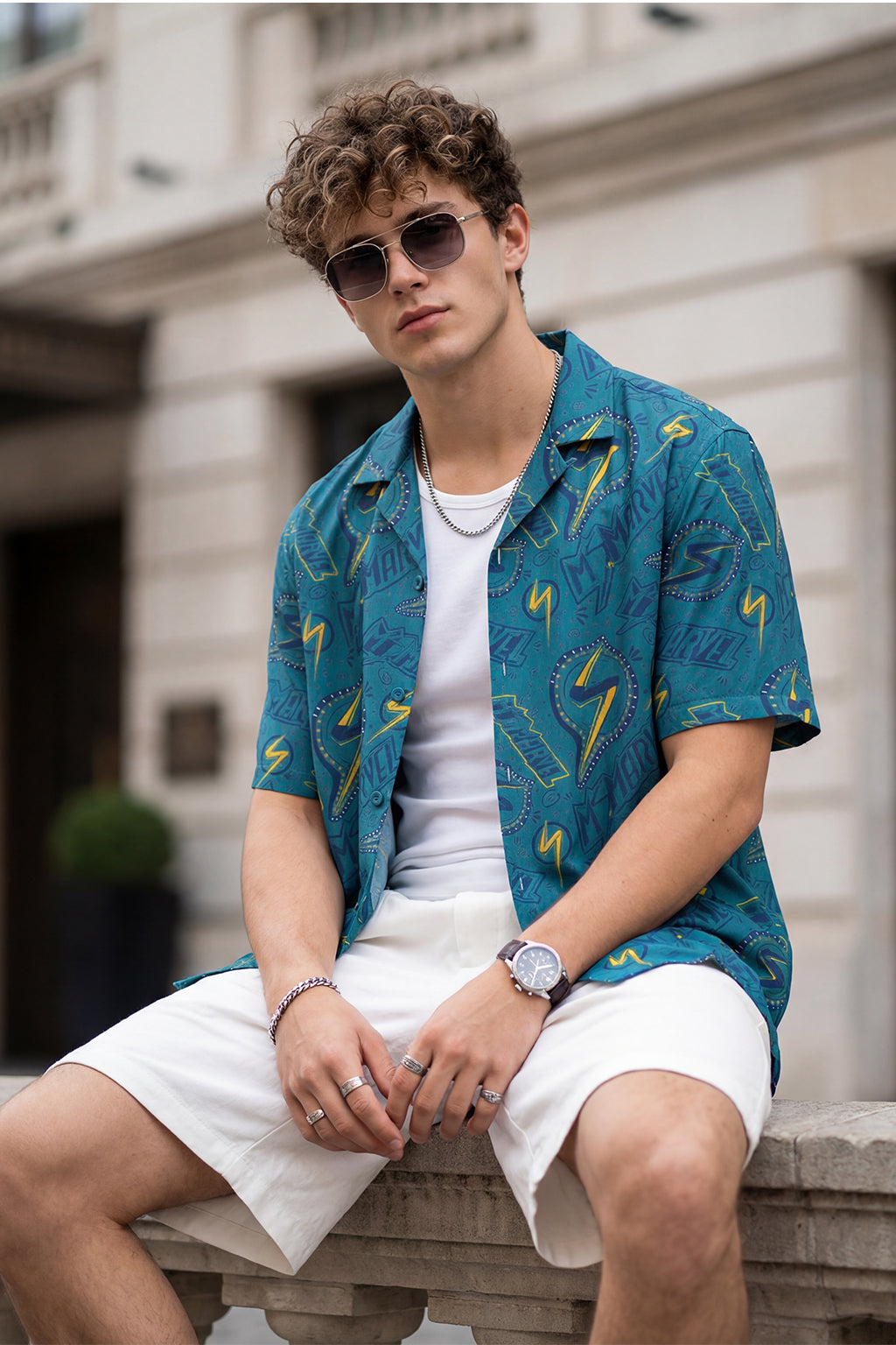 Lightning Bolt Blue All Over Print Oversized Exclusive Shirt