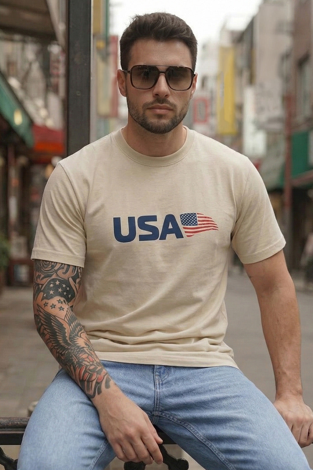 USA Swanwhite Regular Fit Printed T-shirt