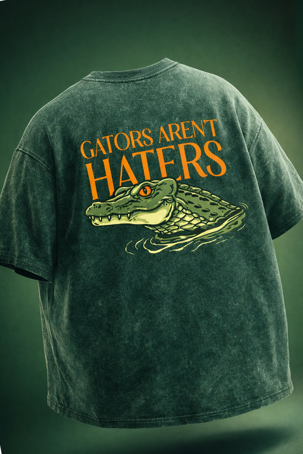 Gators Green Plus Size Acidwash Printed Exclusive T-Shirt