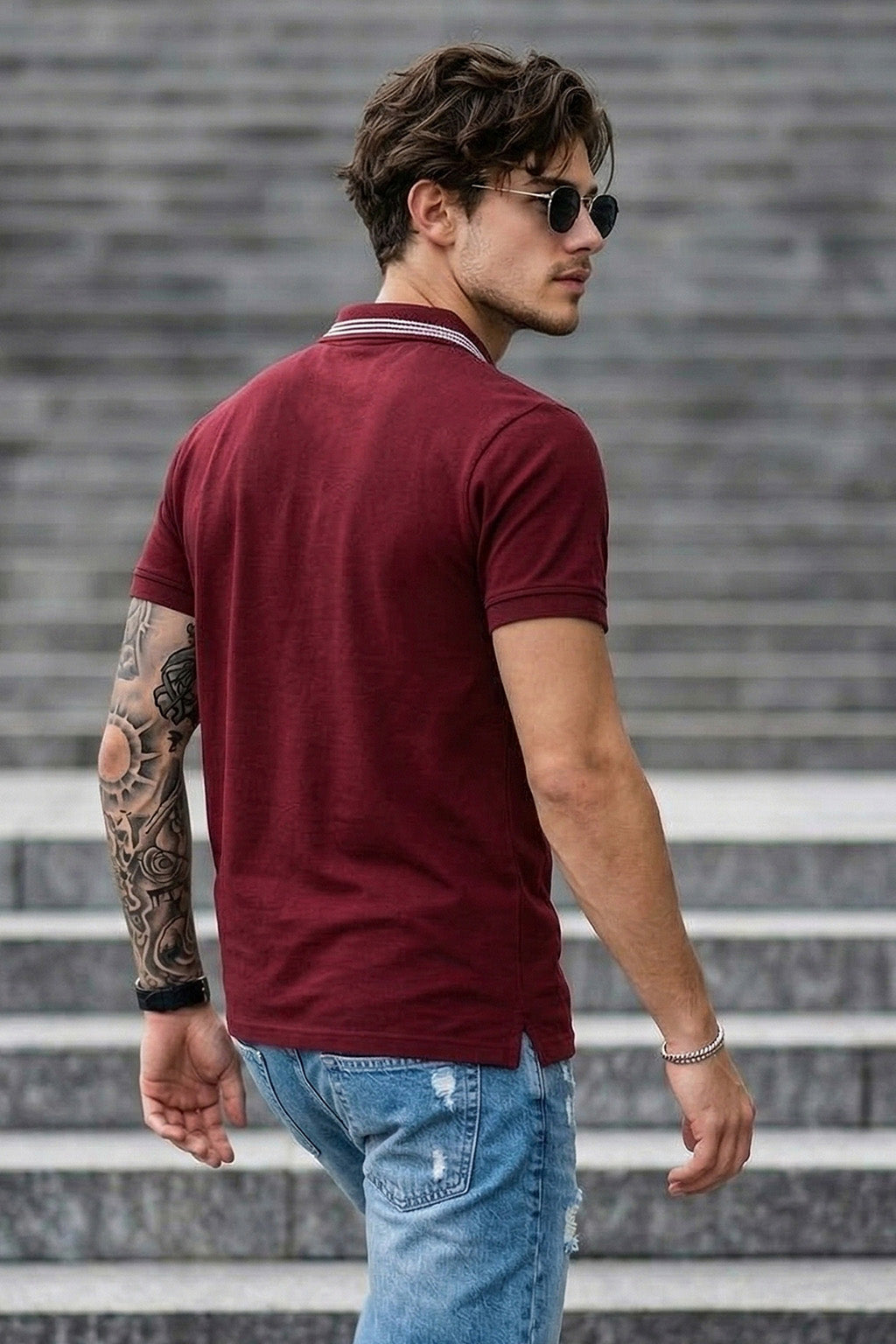 Veirdo City Maroon Regular Fit Pique Lycra Exclusive Polo T-Shirt