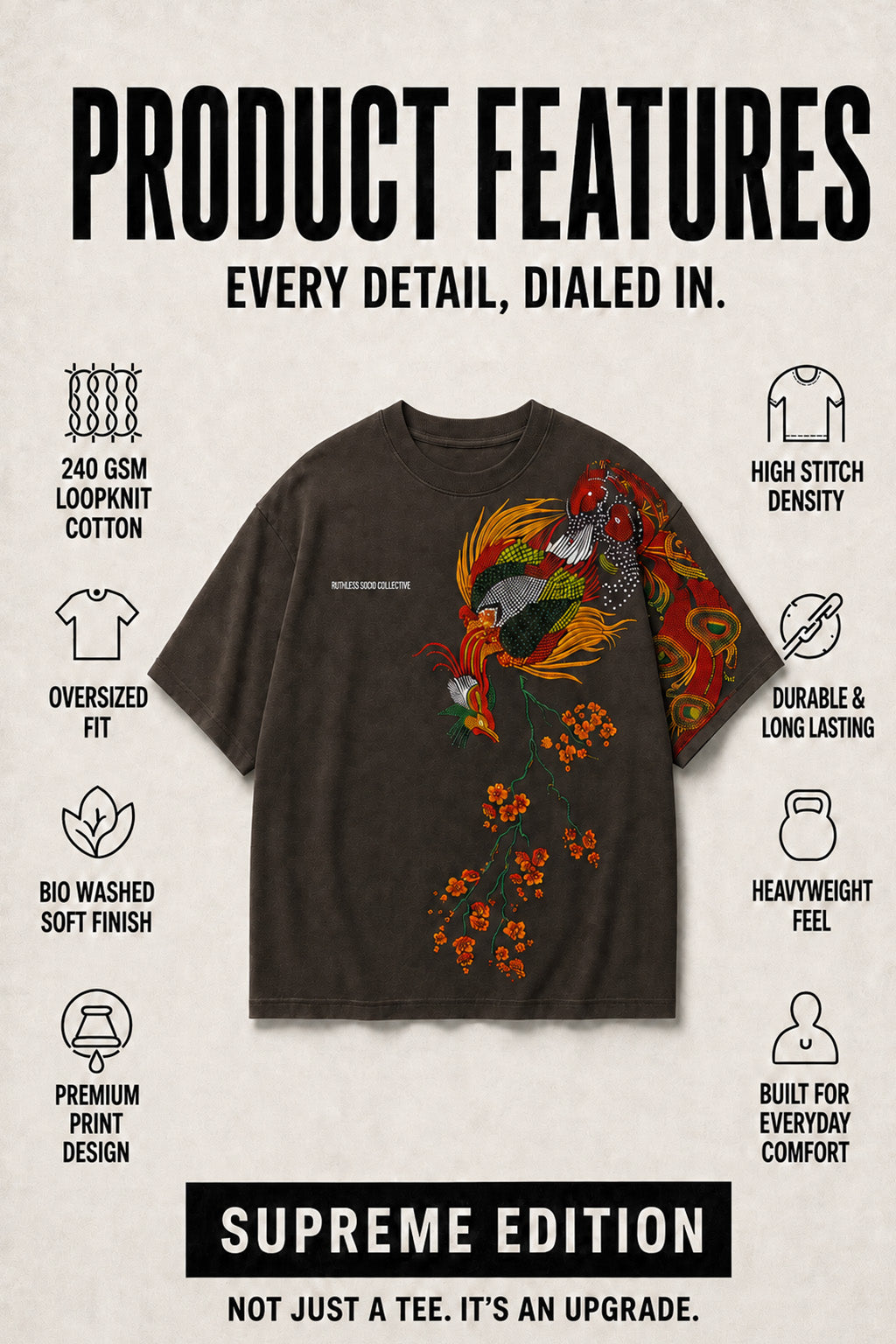 Burn Break Brown Front Printed Exclusive T-shirt Supreme Edition