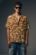 Abstract Maze Brown All Over Print Oversized Exclusive Shirt