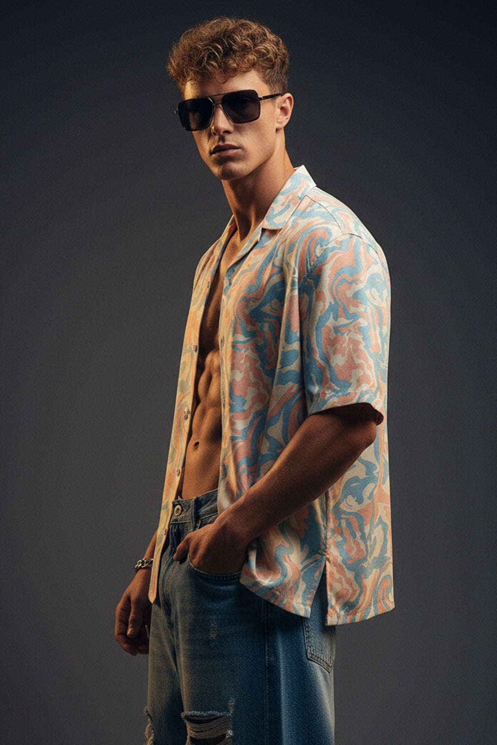 Desert Swirl Beige All Over Print Oversized Exclusive Shirt