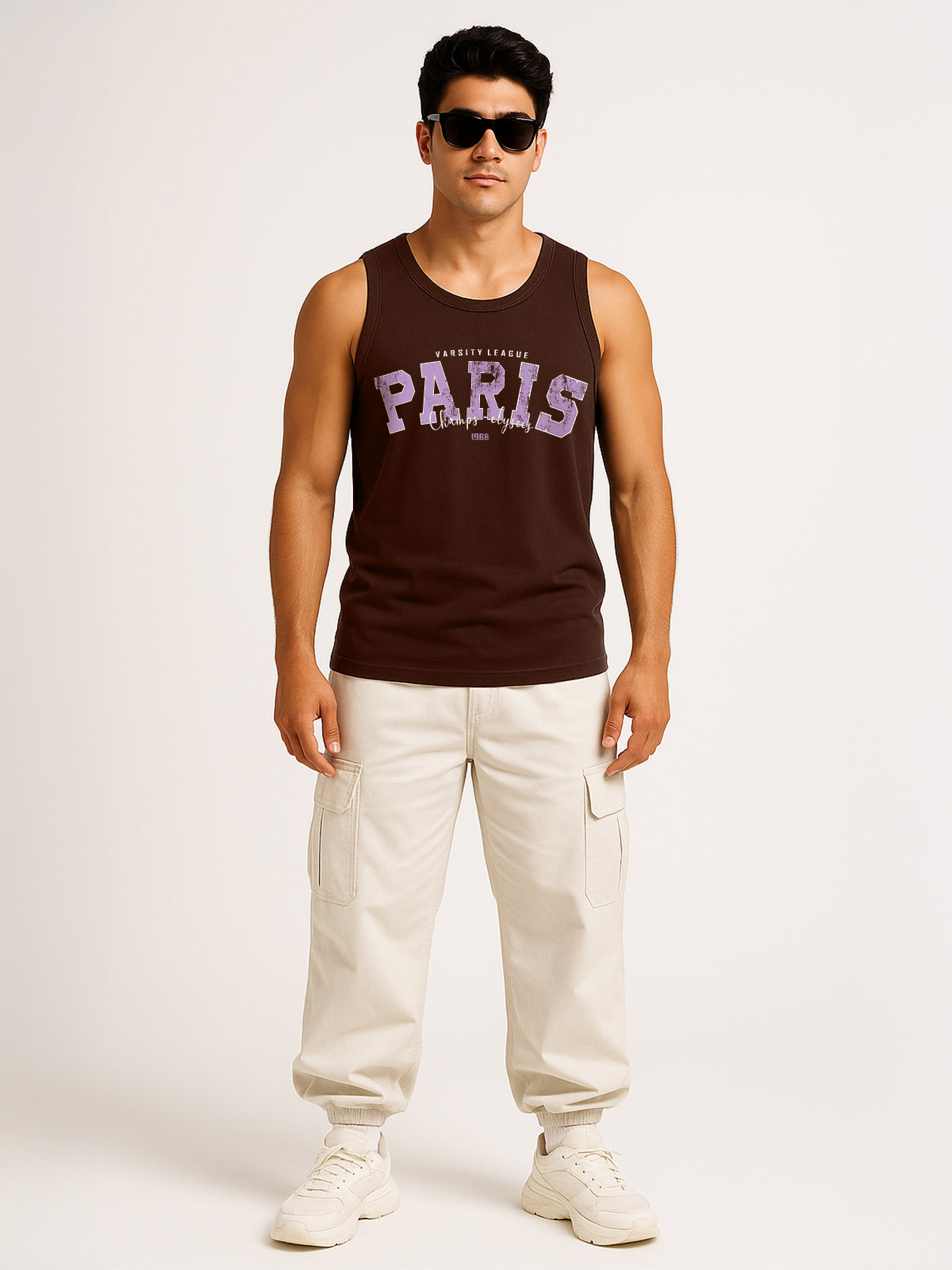 Paris Brown Regular Fit Printed Vest
