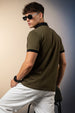 Olive Polo Colorblock Regular Fit Polo T-shirt