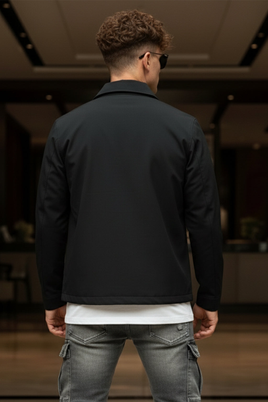 Dark Grey 4-Pocket Regular Fit Nylon Exclusive Shacket