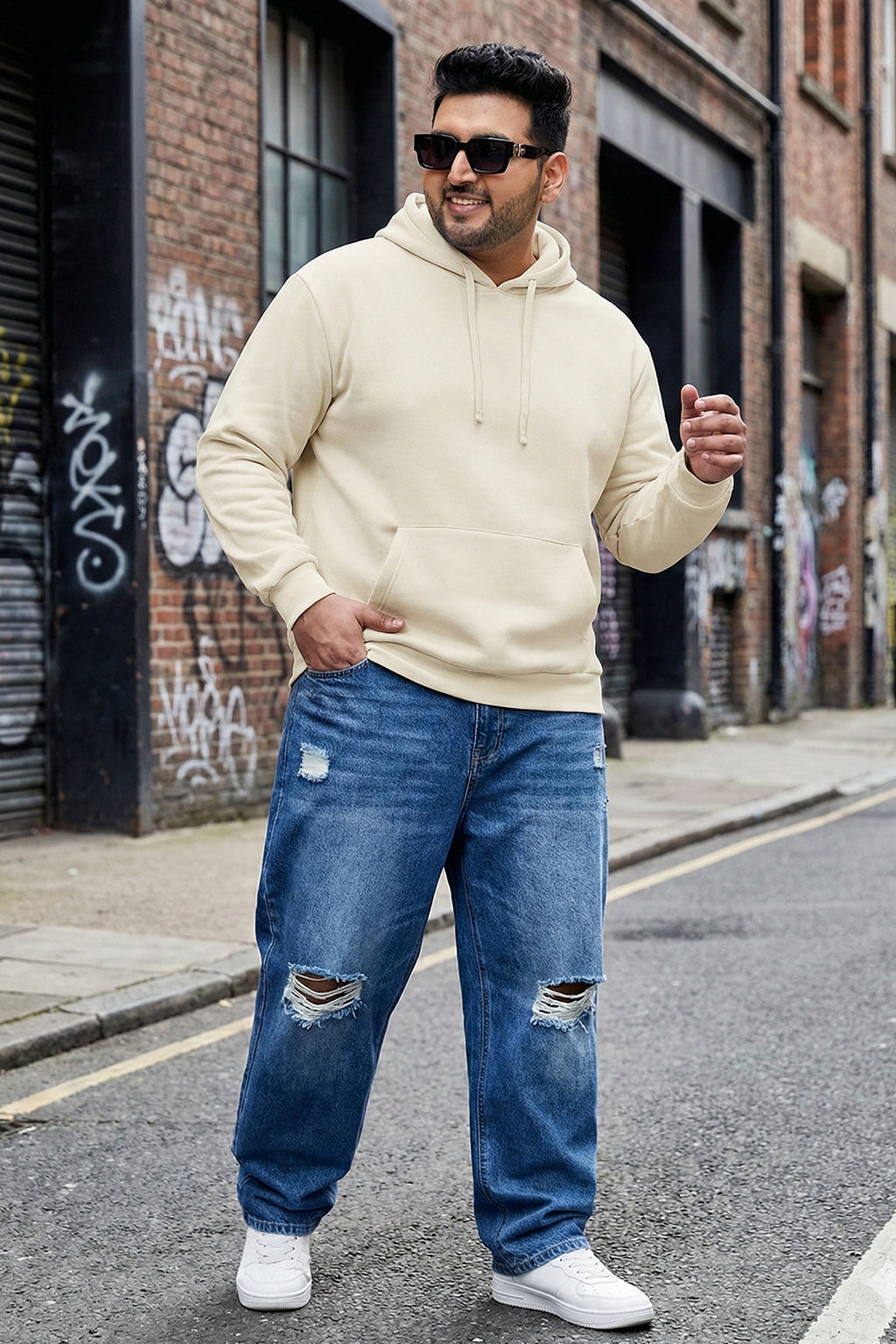 Marshmallow Plain Plus Size Hoodie