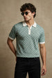 Blue Flatknit Textured Loose Fit Exclusive Polo T-Shirt