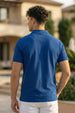 Navy Interlock Plain Regular Fit Zipper Polo T-shirt