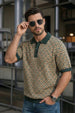 Milano Mosaic Green Flatknit Textured Loose Fit Exclusive Polo T-Shirt