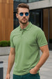 Green Bird Eye Pique Stripe Collar Regular Fit Tipping Polo T-shirt