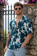 Leaf Print White & Navy Oversized All Over Printed Exclusive Shirt