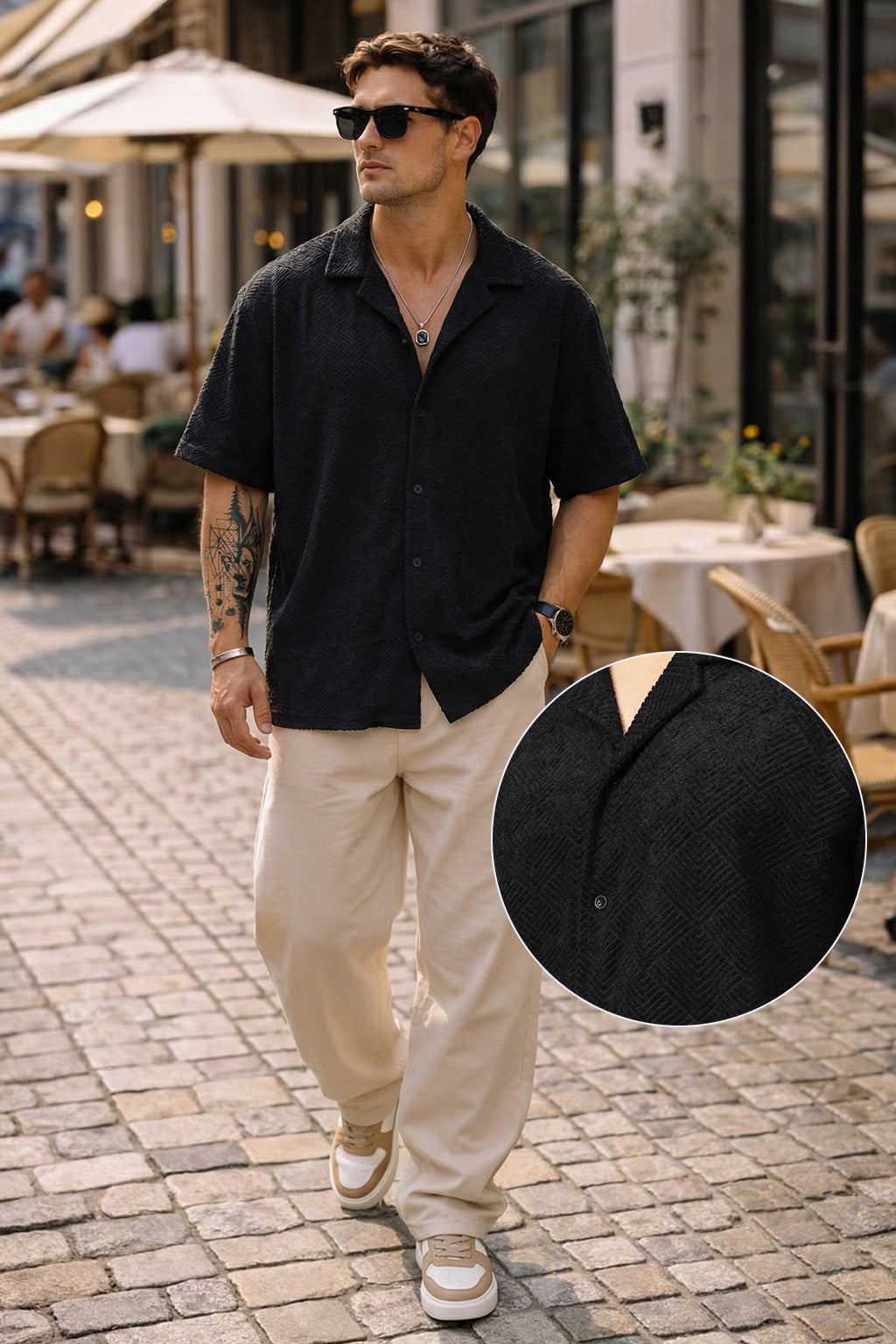 Black Jacquard Plain Oversized Exclusive Shirt