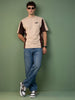 Originals Colorblock Beige Oversized Graphic Printed T-shirt