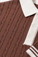 Cable Knit Brown Flatknit Textured Regular Fit Exclusive Button Polo T-Shirt