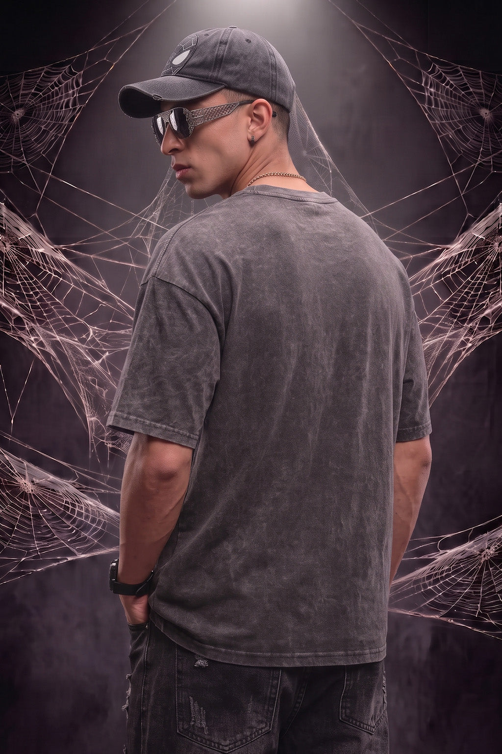 SpiderVerse Webline Black Acid Washed T-Shirt Supreme Edition