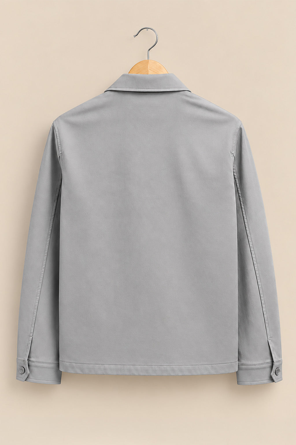 Light Grey 4-Pocket Regular Fit Nylon Exclusive Shacket