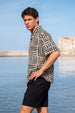 Geo Lines Beige All Over Printed Oversized Exclusive Shirt