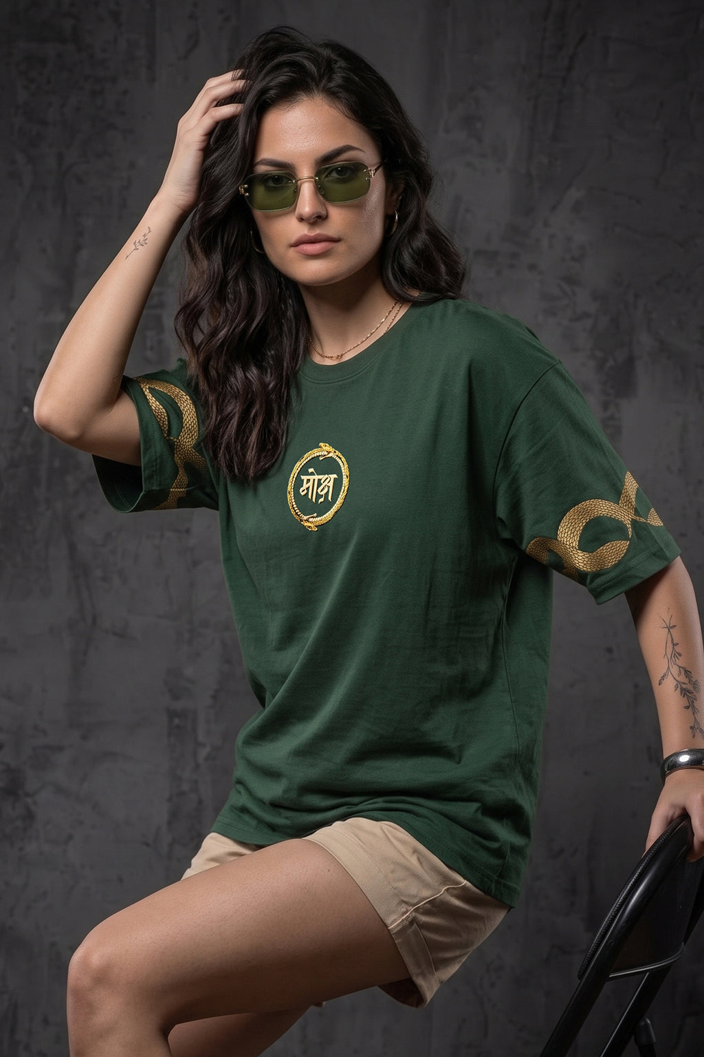 मोक्ष Green Printed Exclusive T-shirt Epic Collection For Women
