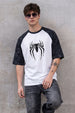 Spider Black Raglan Oversized Printed T-Shirt