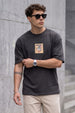 Cosmic Dark Grey Oversized Textured T-shirt