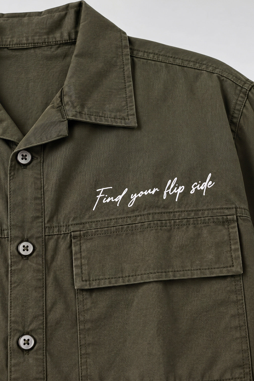 Olive Utility Twill Cropped Short-Sleeve Exclusive Shirt