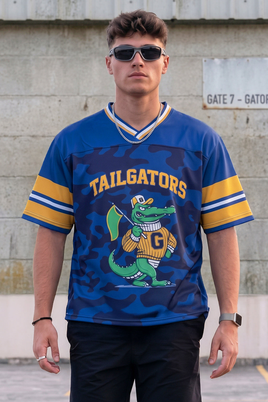 Tailgators Royal Blue Varsity Collar Oversized T-Shirt