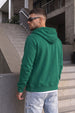 Green Ribbed Cuff Regular Fit Zip-Up Hoodie