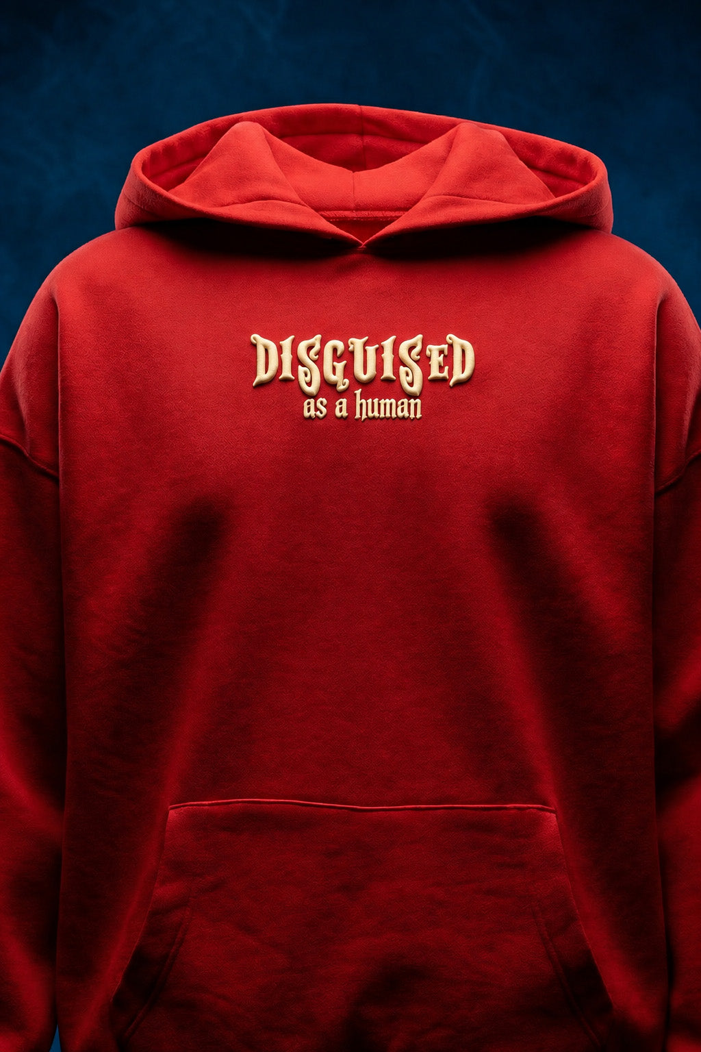 Disguised Red Oversized Puff Printed Exclusive Hoodie