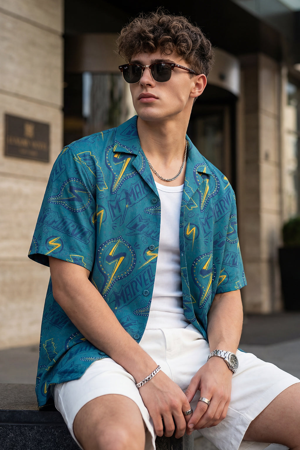 Lightning Bolt Blue All Over Print Oversized Exclusive Shirt