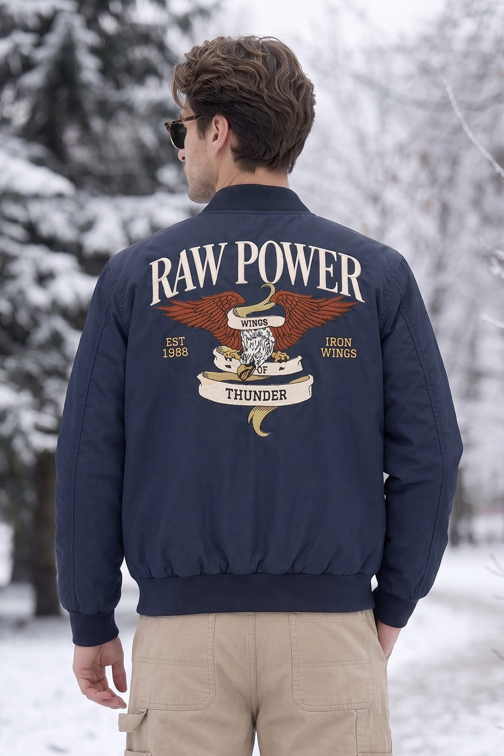 Raw Power Denim Blue Regular Fit Exclusive Pilot Bomber Jacket