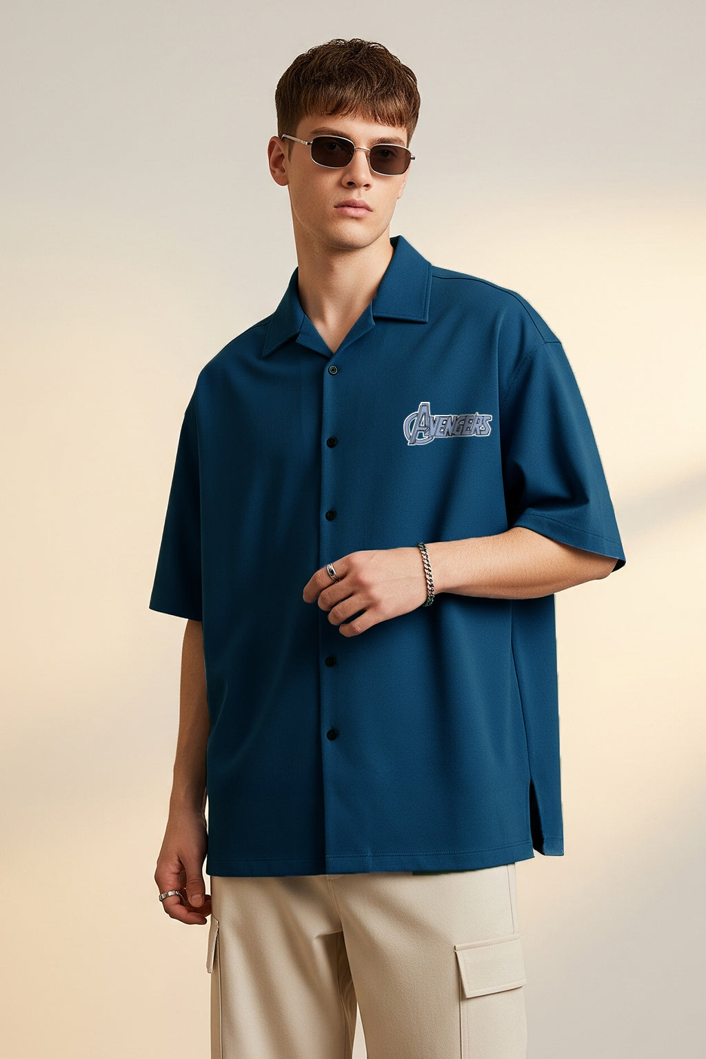 Avengers Navy Oversized Printed Exclusive Shirt