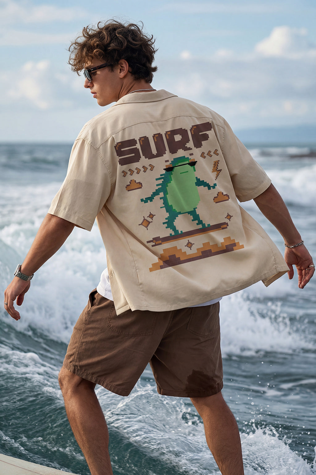 Surf Swanwhite Oversized Printed Exclusive Shirt