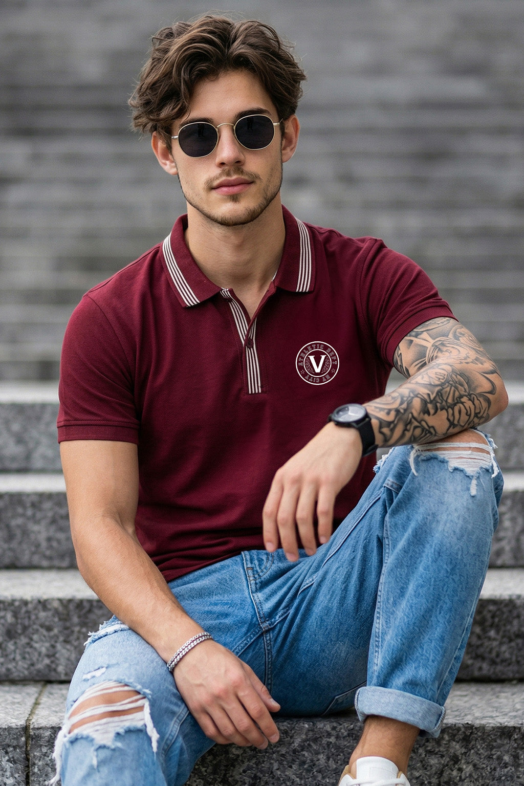 Veirdo City Maroon Regular Fit Pique Lycra Exclusive Polo T-Shirt