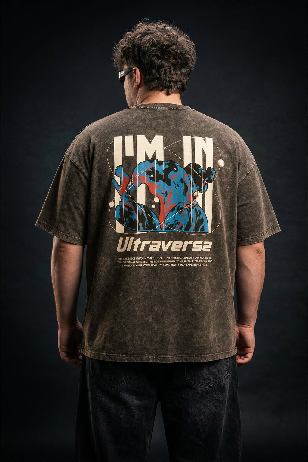 Ultraverse Brwon Plus Size Acidwash Printed Exclusive T-Shirt