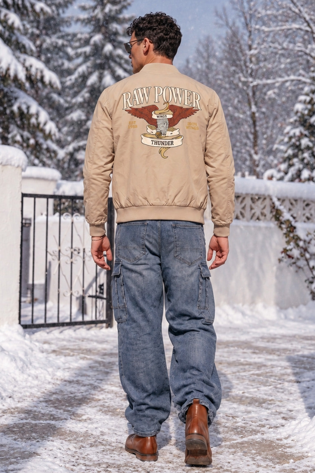 Raw Power Beige Regular Fit Exclusive Pilot Bomber Jacket
