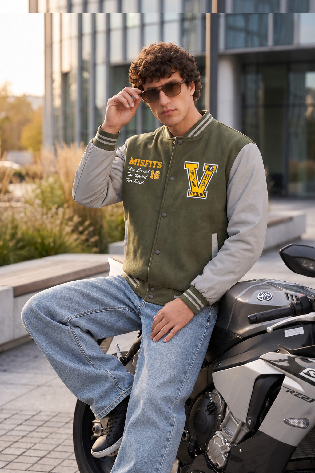 Street Club Olive & Grey Exclusive Varsity Jacket