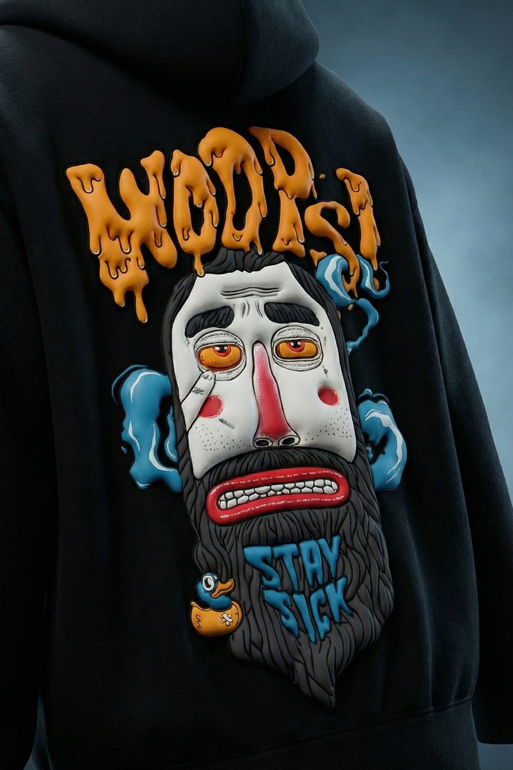 Hoops Black Oversized Printed Exclusive Hoodie