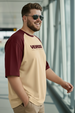 Veirdo Original Maroon Raglan Sleeve Graphic Printed Plus Size T-shirt