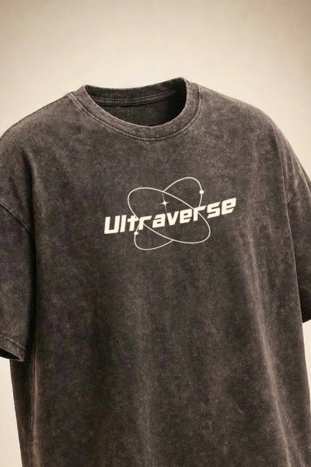 Ultraverse Brwon Plus Size Acidwash Printed Exclusive T-Shirt