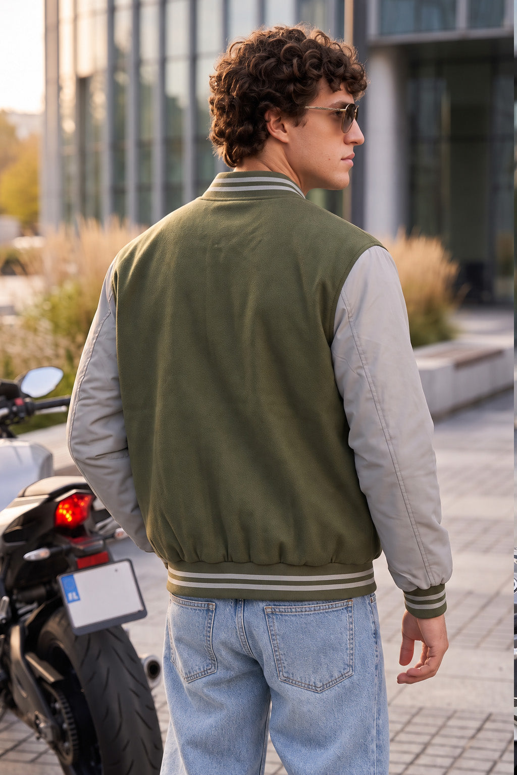 Street Club Olive & Grey Exclusive Varsity Jacket