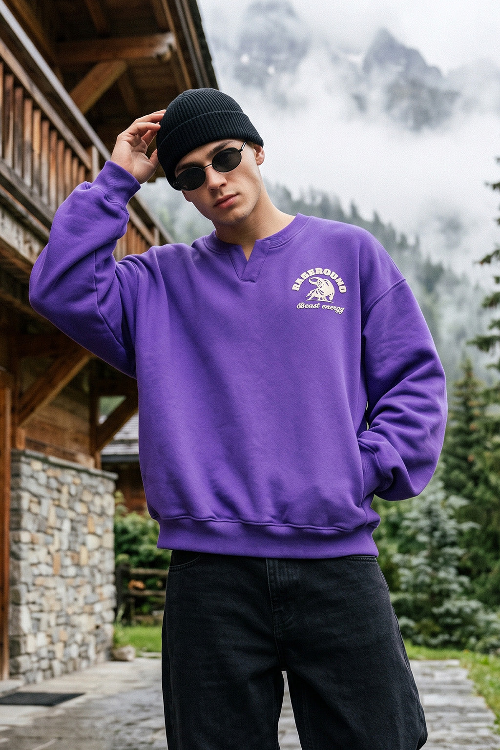 Beast Energy V Neck Oversized Exclusive Sweatshirt