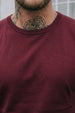 Maroon Plain Regular Fit T-shirt
