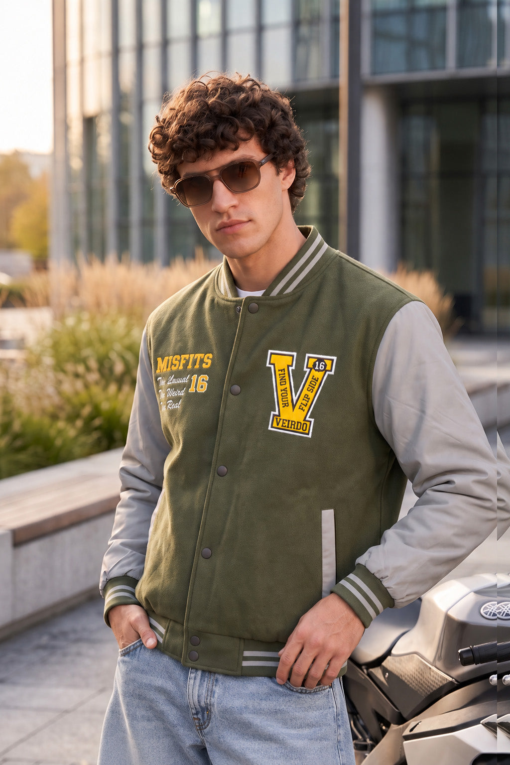 Street Club Olive & Grey Exclusive Varsity Jacket