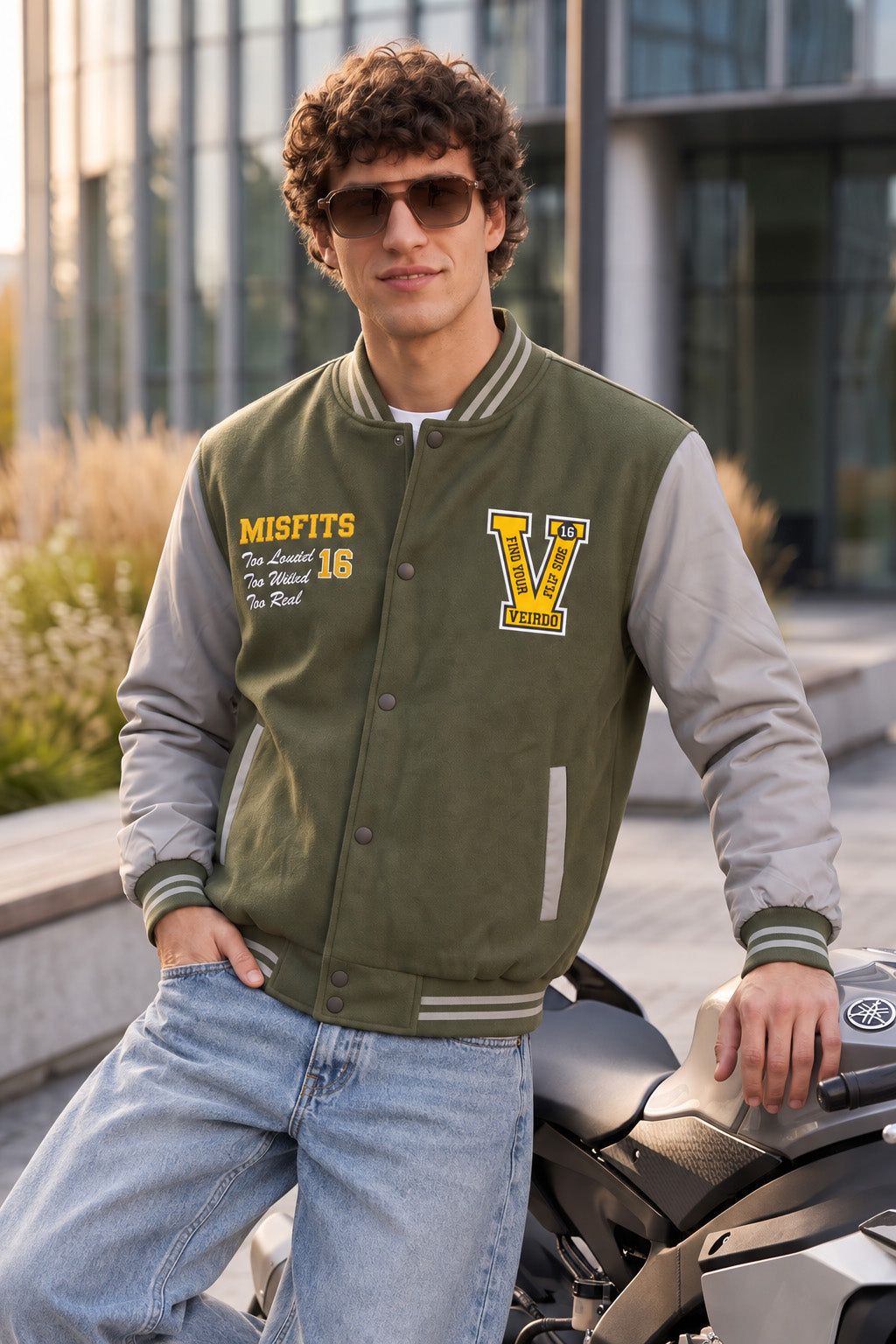 Street Club Olive & Grey Exclusive Varsity Jacket