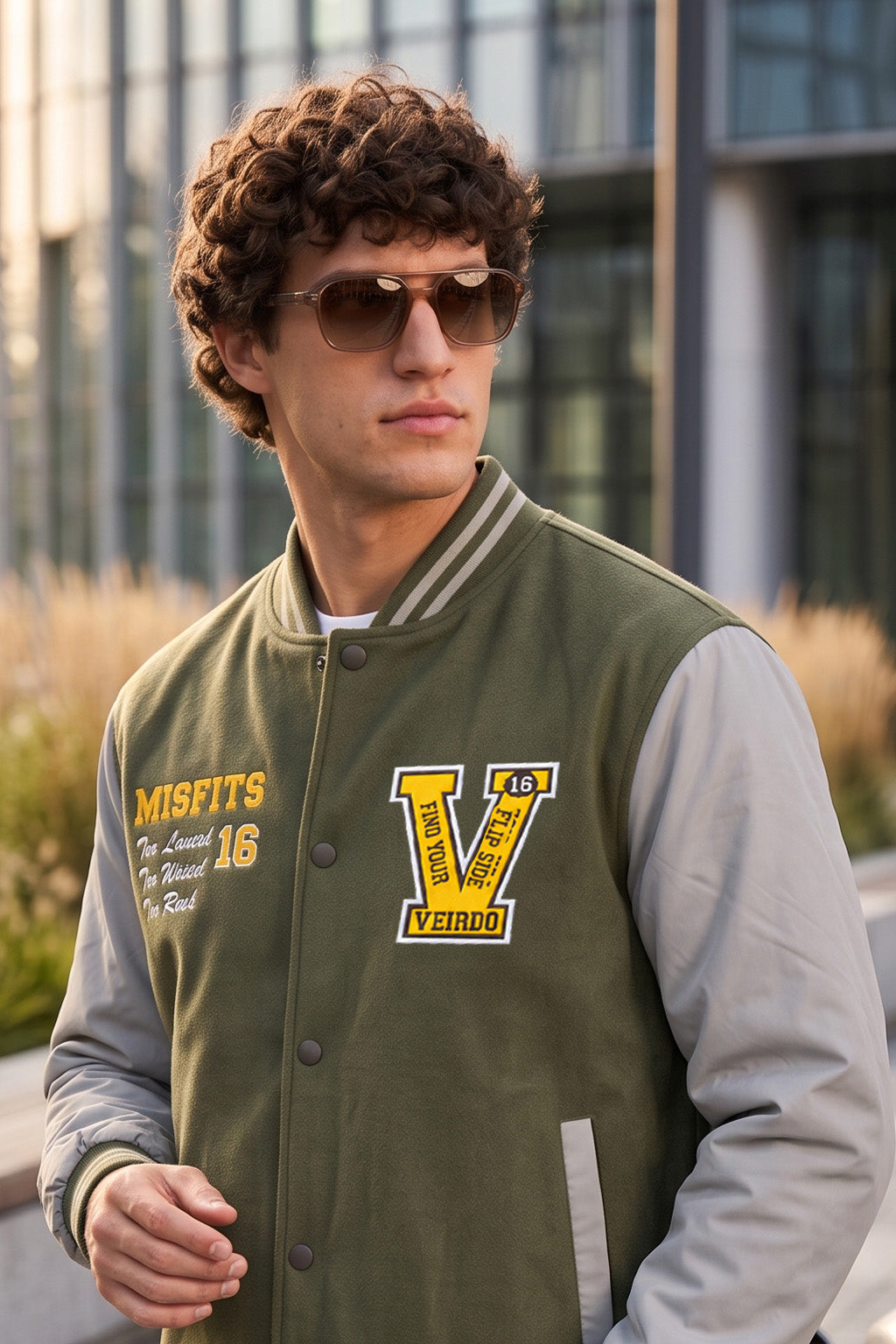 Street Club Olive & Grey Exclusive Varsity Jacket