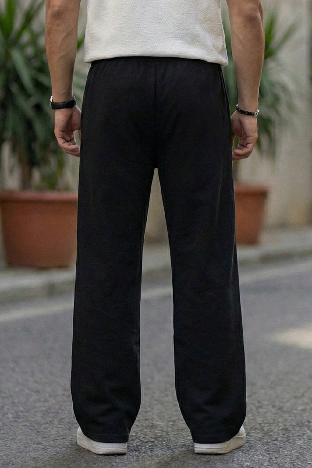 Black Plain Everyday Loose Fit Knitted Cargo